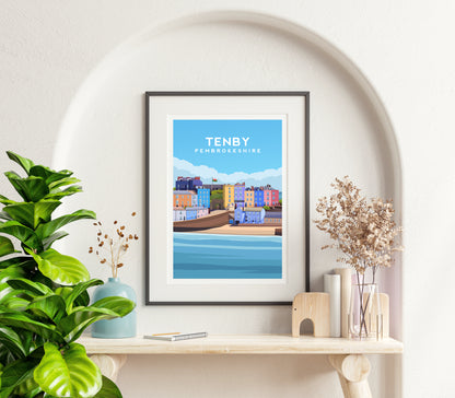 Tenby Print - Pembrokeshire Wales Wall Art by Typelab