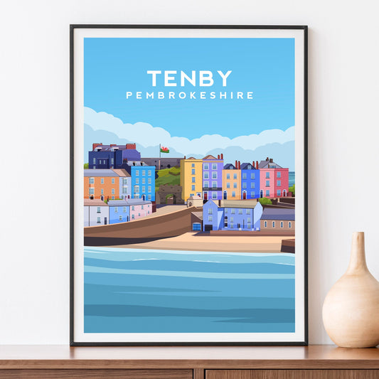 Tenby Print - Pembrokeshire Wales Wall Art by Typelab