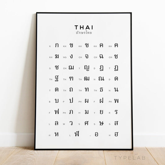 Thai Alphabet Print, Language Learning Wall Art Typelab