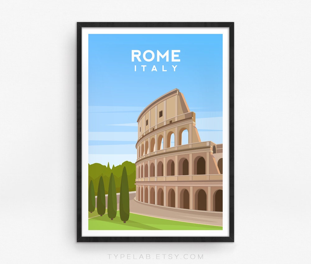 The Colosseum of Rome, Italy Travel Print Typelab