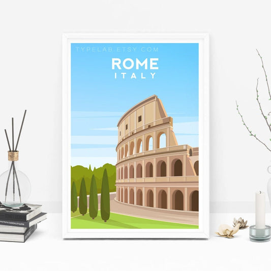The Colosseum of Rome, Italy Travel Print Typelab