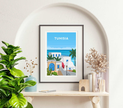 Tunisia, Sidi Bou Said Travel Print Typelab