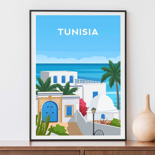 Tunisia, Sidi Bou Said Travel Print Typelab