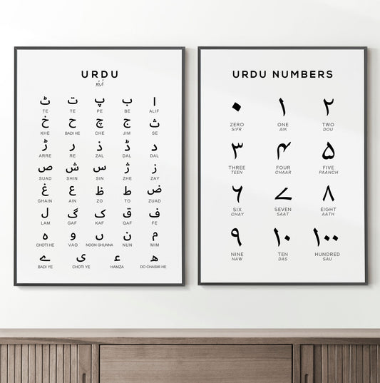 Urdu Alphabet and Number Print Set of 2 - Typelab