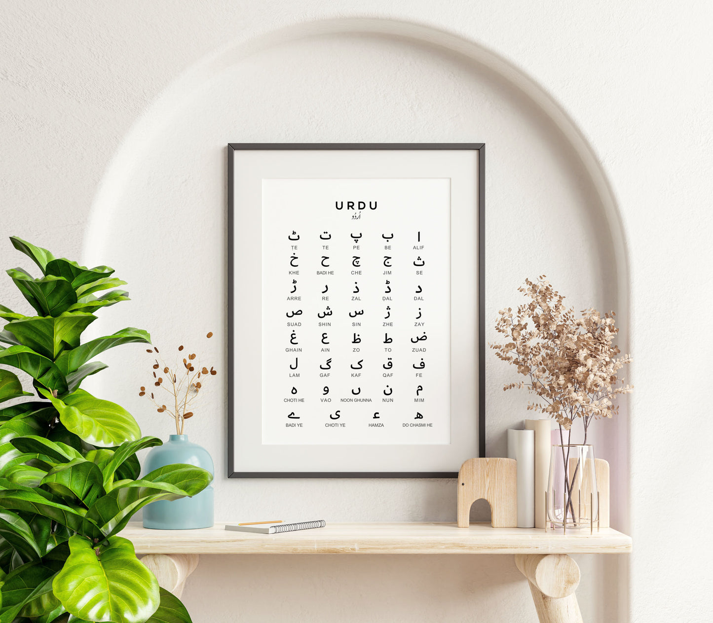 Urdu Alphabet Print, Language Learning Wall Art Typelab