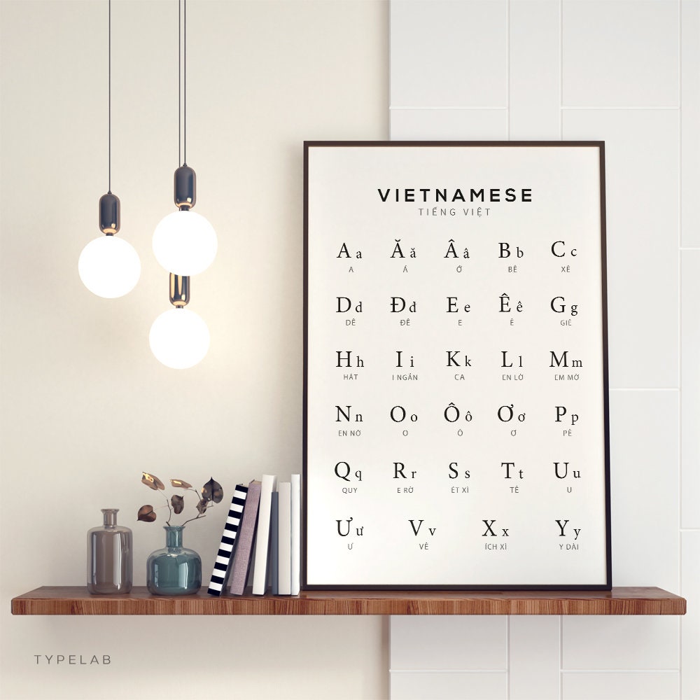 Vietnamese Alphabet Print, Language Learning Wall Art Typelab