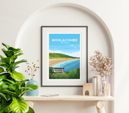 Woolacombe Beach Print, Devon England Travel Wall Art - Typelab