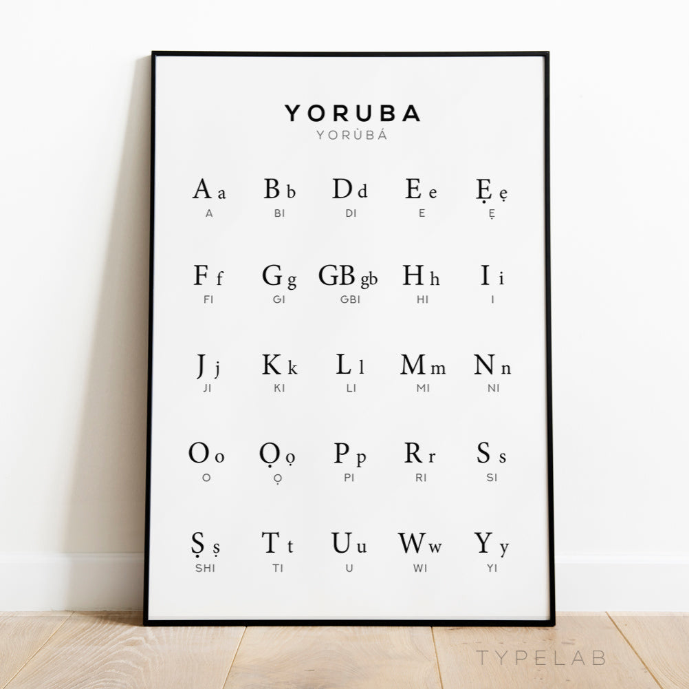 Yoruba Alphabet Print | African Language Learning Wall Art