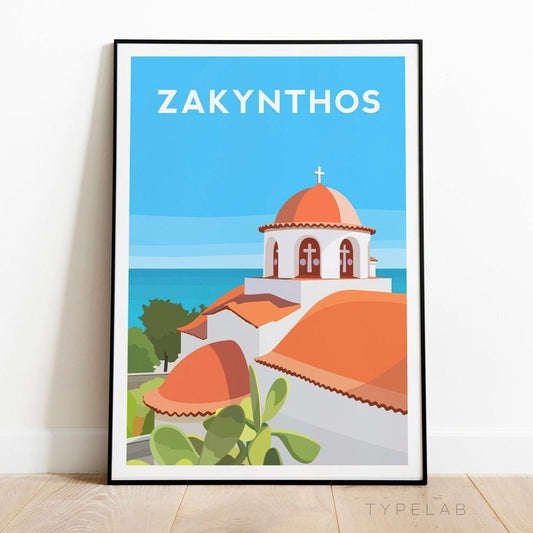 Zakynthos Print, Greece Travel Wall Art Typelab