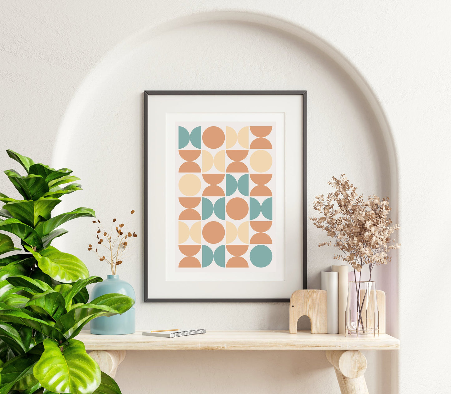 Mid Century Circle Art Print | Retro Teal and Orange Poster
