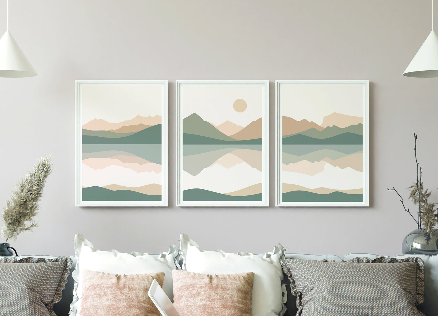 Set of 3 Abstract Mountain Prints | British Three Peaks Wall Art