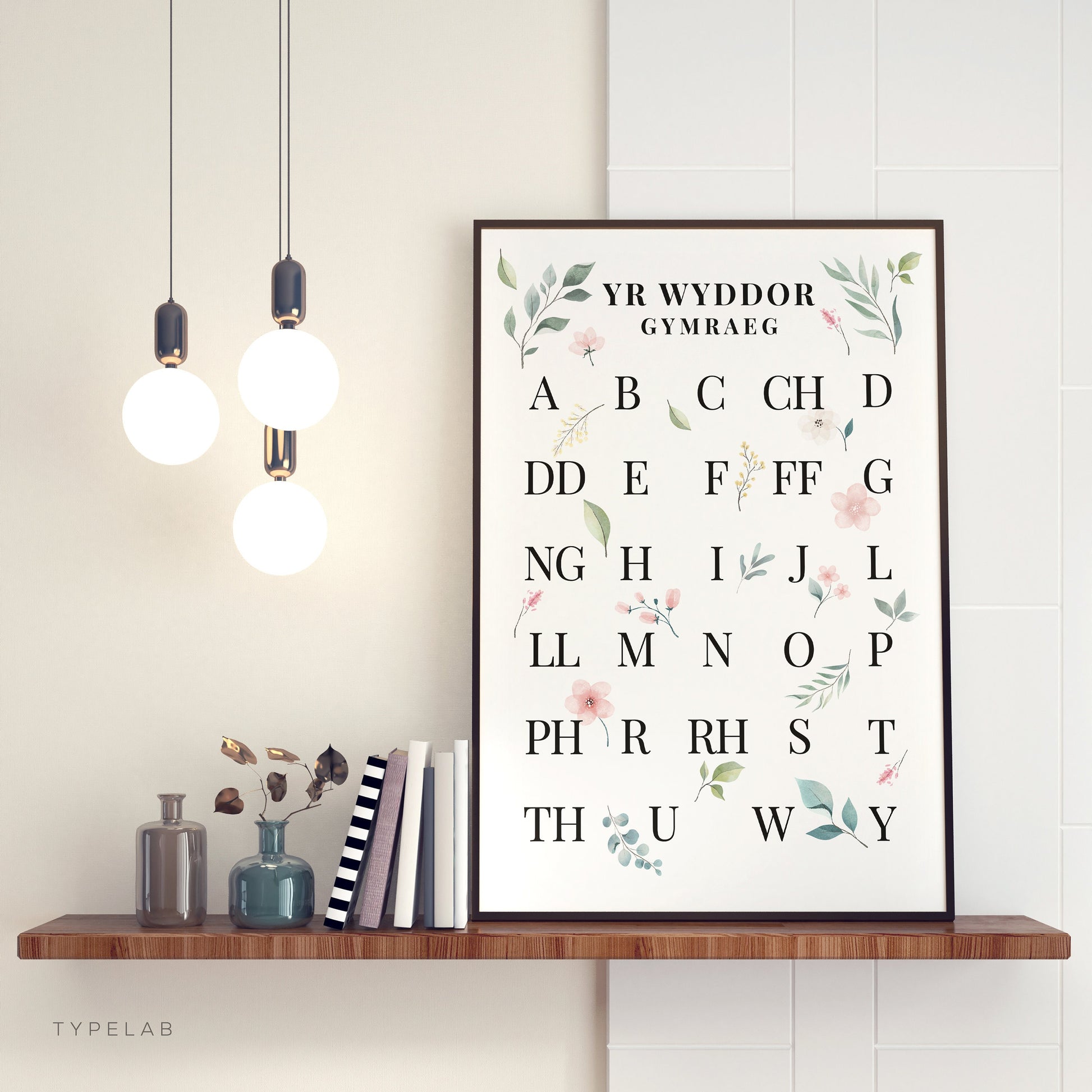 Botanical Welsh Alphabet Print | Yr Wyddor Gymraeg Language Wall Art