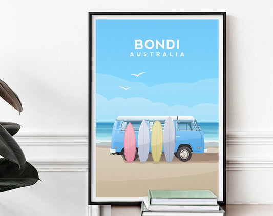 Bondi Beach, Australia Travel Print Typelab